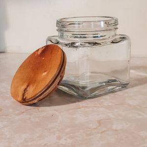 Glass jar with wooden sealed lid